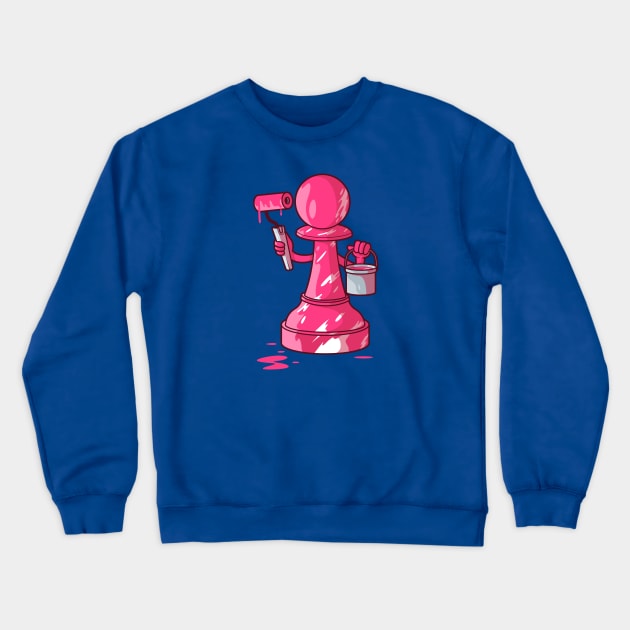 Be Different // Chess Pawn with Pink Paint Crewneck Sweatshirt by SLAG_Creative